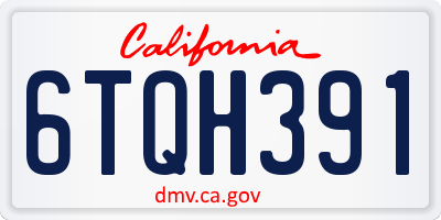 CA license plate 6TQH391