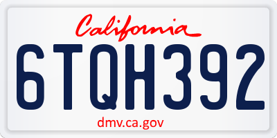 CA license plate 6TQH392