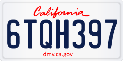 CA license plate 6TQH397