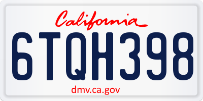 CA license plate 6TQH398