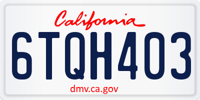 CA license plate 6TQH403