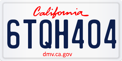 CA license plate 6TQH404