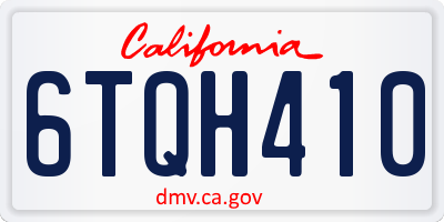 CA license plate 6TQH410