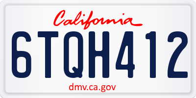 CA license plate 6TQH412