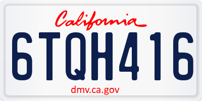 CA license plate 6TQH416