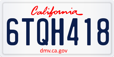 CA license plate 6TQH418