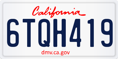 CA license plate 6TQH419