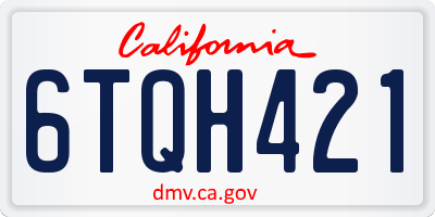 CA license plate 6TQH421