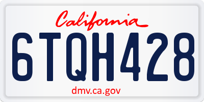 CA license plate 6TQH428