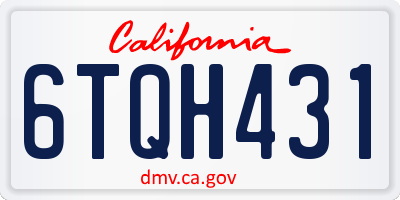 CA license plate 6TQH431