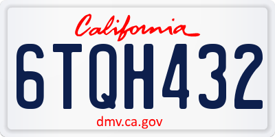 CA license plate 6TQH432