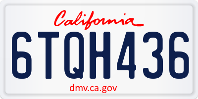 CA license plate 6TQH436