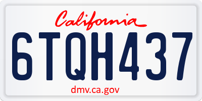 CA license plate 6TQH437