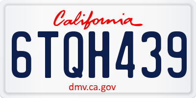 CA license plate 6TQH439