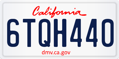 CA license plate 6TQH440