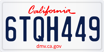 CA license plate 6TQH449