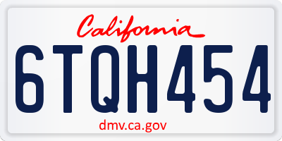 CA license plate 6TQH454