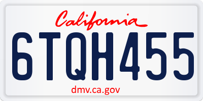 CA license plate 6TQH455