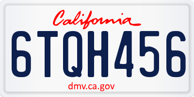 CA license plate 6TQH456