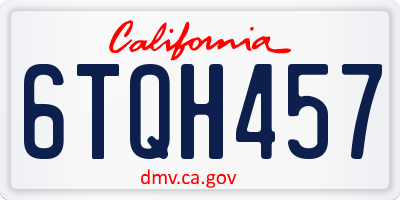 CA license plate 6TQH457