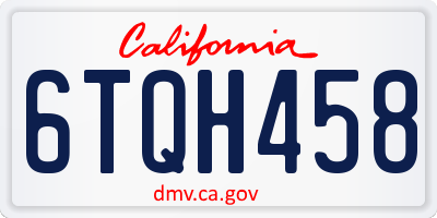 CA license plate 6TQH458