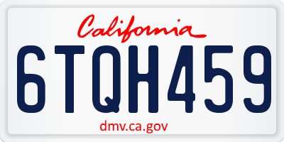 CA license plate 6TQH459