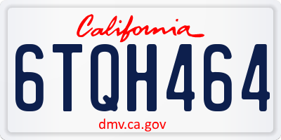 CA license plate 6TQH464