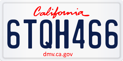 CA license plate 6TQH466