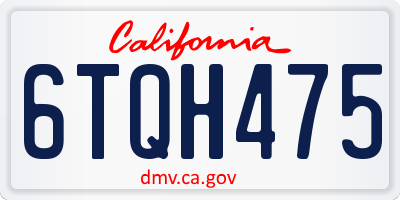 CA license plate 6TQH475