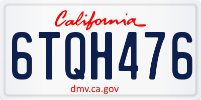 CA license plate 6TQH476