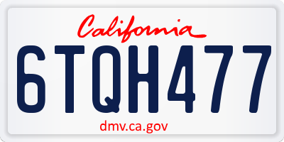 CA license plate 6TQH477