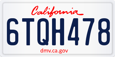 CA license plate 6TQH478