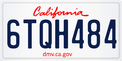 CA license plate 6TQH484