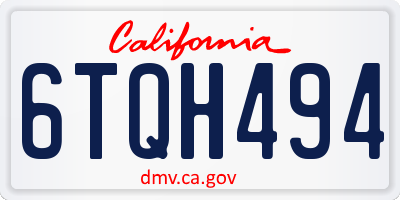 CA license plate 6TQH494