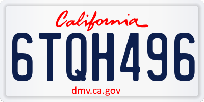 CA license plate 6TQH496