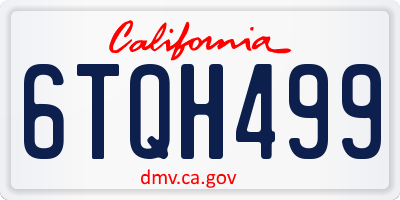 CA license plate 6TQH499