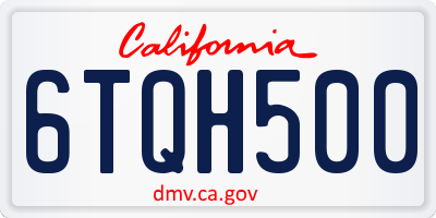 CA license plate 6TQH500