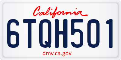 CA license plate 6TQH501