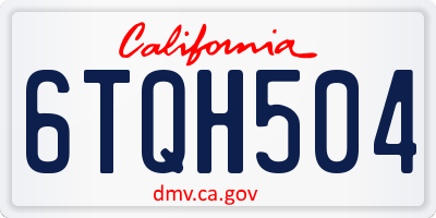 CA license plate 6TQH504