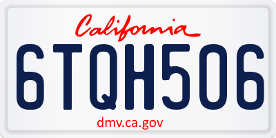 CA license plate 6TQH506