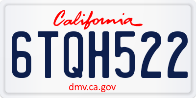 CA license plate 6TQH522