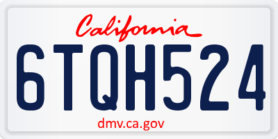 CA license plate 6TQH524