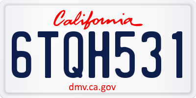 CA license plate 6TQH531