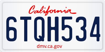 CA license plate 6TQH534