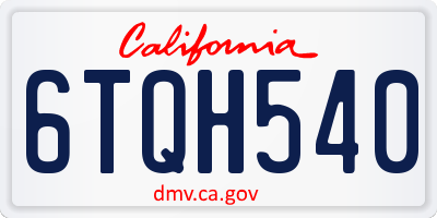 CA license plate 6TQH540