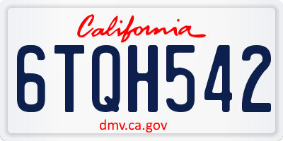 CA license plate 6TQH542