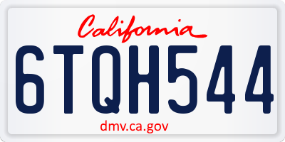 CA license plate 6TQH544