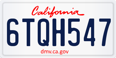 CA license plate 6TQH547