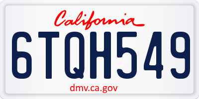 CA license plate 6TQH549