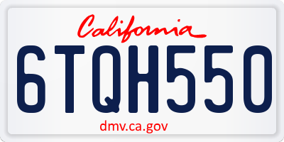 CA license plate 6TQH550